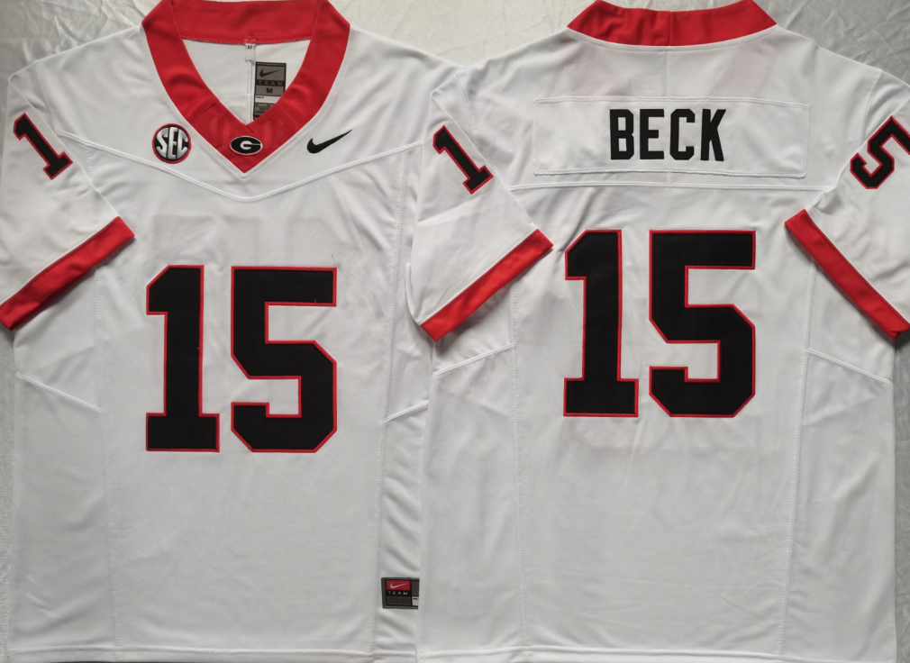 Men's Georgia Bulldogs Carson Beck #15 White Jersey